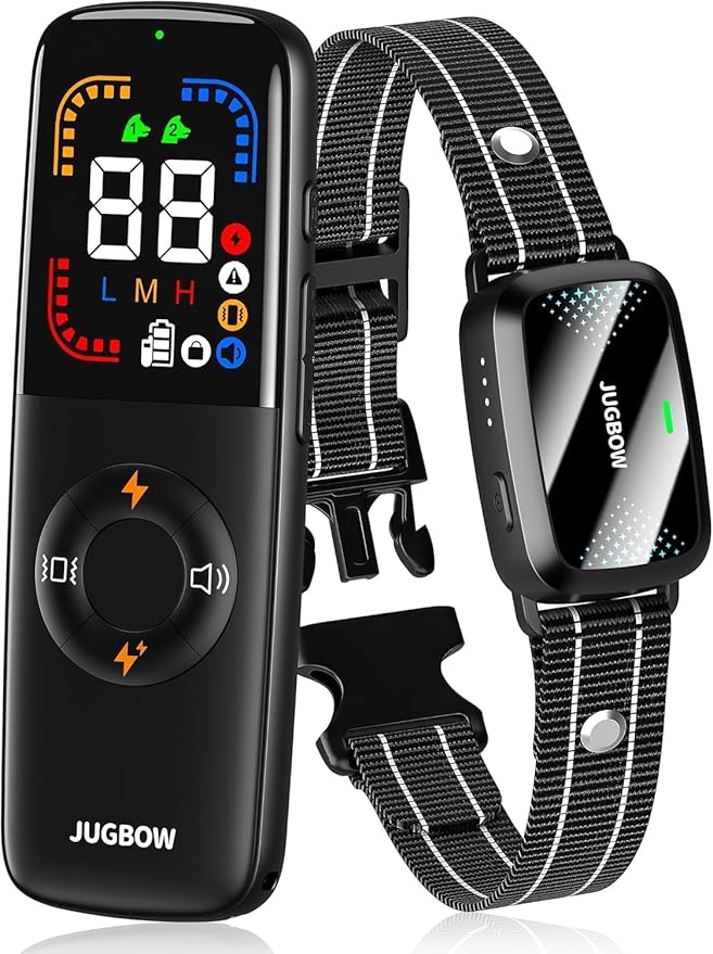Jugbow Dog Shock Collar - 4000FT Dog Training Collar with Remote for Large Medium Small Dogs 10-120lbs, IPX7 Waterproof E-Collar with 4 Training Modes, Rechargeable e-Collars with Security Lock