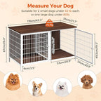Dog Crate Furniture for 2 Dogs, 43.3" Dog Kennel with Removable Divider, Heavy Sturdy Dog Furniture Style Double Cage for Small Medium Dogs, Indoor Pet House End Table, White and Walnut