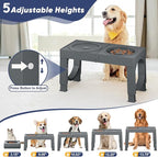 XIAZ Elevated Dog Bowls Large Breed Raised Dogs Bowl Stand Large/Medium Sized Dog Slow Feeder Dogs Bowls Food Water Stands 5 Heights Adjustable 9/11/12/14in Pet Feeder Dish Station