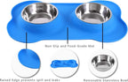 Hubulk Pet Dog Bowls 2 Stainless Steel Dog Bowl with No Spill Non-Skid Silicone Mat + Pet Food Scoop Water and Food Feeder Bowls for Feeding Small Medium Large Dogs Cats Puppies (Small, Blue)