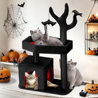 47.2" Heavy Duty Gothic Cat Tree Large Cat Tower Cat Tree for Indoor Cats Spacious Cat Condo Coffin for Large Cats Scratching Posts Hanging Ball Pet Activities Platform Cat Furniture