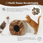 Cat Scratcher House, Cozy Cardboard Design, Safe and Secure for Kittens, Eco-Friendly, Wood Grain (Circle)