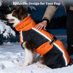Dog Coat Dogs Jacket Waterproof Reflective Adjustable Dog-Winter Coats for Small/Medium/Large Dogs Dachshund Coat-(Orange, Small)