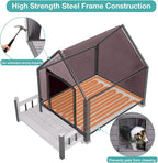 Dog House Outdoor, Insulated Dog Kennel Outside for Large Breed, 50.87" L Weatherproof Large Dog Shelter with Anti-Chewing Iron Frame (Grey-H, 45" D x 32.9" W x 32.6" H)