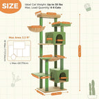 PETEPELA 69" Tall Cat Tree for Indoor Large Cats, Cat Tower for Adult Cats with Big Hammock, Cat Climbing Tree Tower with Scratching Posts, Condo House and Large Top Perch, Green