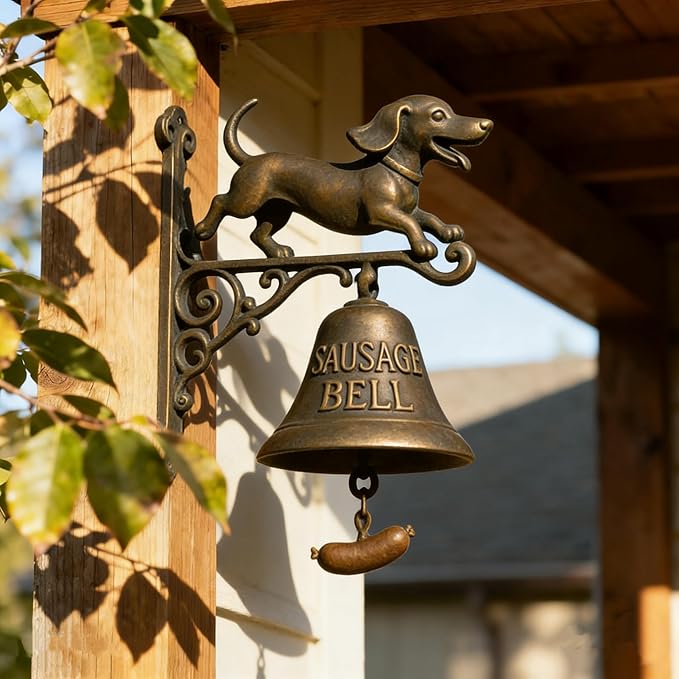 Dachshund Vintage Resin Welcome Doorbell, Resin Wall Mounted Entry Bell for Porch/Front Door/Garden - Essential Gift for Dog Lovers