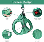BELLA & PAL Step in Vest Harness for Small and Medium Dogs, No Pull Small Dog Harness with Leash Set, Comfortable Air Mesh Dog Vest Harness with Reflective Strip (Emerald, M)