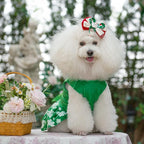 CuteBone St.Patrick's Day Dog Green Dress Velvet for Small Dogs Girl Puppy Dresses Clover Dog Clothes CVA14M-D