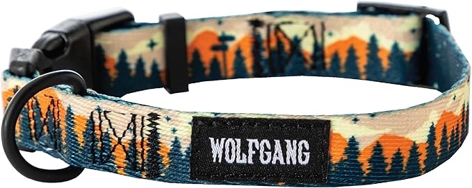 Wolfgang Heavy Duty, Adjustable Dog Collar with Quick Release Nylon Buckle for Walking & Training, Overland Print, Small