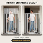 Snagle Paw Extra Tall Cat Gate with Acrylic Top Panel，30-40.6" Wide Adjustable Pet Gates, Pressure Mounted, No-Drill Easy Install,Tall Cat Gate for Doorways,Stairs,Kitchen 77",White