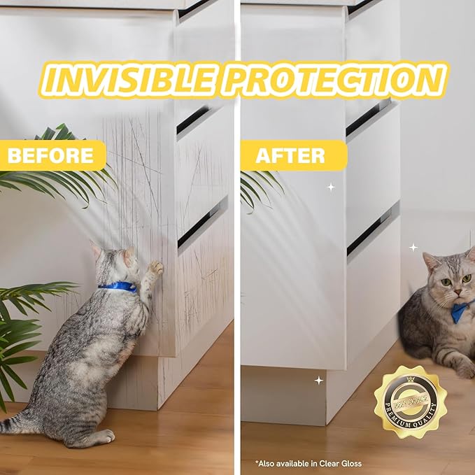 Door Protector from Dog Scratching - Cat Scratch Door Frame Single Side Adhesive Protector Anti Dog Scratch Door Guard for Dogs Clear - 200" x 8.2"