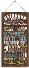 HALUOSI Humorous Wooden Bathroom Sign, 12 x 6 inches, Brown, Rustic Style, Wall Mount