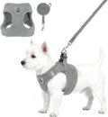 KOOLTAIL Plush Small Dog Harness and Leash Set, Warm Fleece No Pull Puppy Vest for Winter, Lightweight Reflective Step in Pet Harness for Medium Sized Dogs Boy Girl Outdoor Walking Cute Soft, Gray M