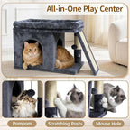 Cat Tree Tower Bed with Scratching Post for Indoor, Heavy Duty Small Stand House Condo for Large Cats & Kittens, Platform Perch Hideout Climb Rest Area, Modern Sturdy Furniture, Dark Gray