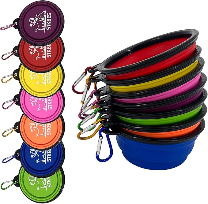 Collapsible Dog Bowl, 6 Pack, Portable, Safe, Reusable, Suitable for Indoor and Outdoor Use