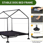 Summertrail 42" Large Dog House Outdoor Indoor with Breathable Mesh Windows-Elevated Dog Bed Cot Dog Tent Shade Shelter for Large Breeds with Canopy, Weatherproof Dog Kennel for Outside, Easy Clean