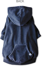 Cooper II Organic Cotton Velour Dog Hoodie Pet Coat for Small, Medium and Large Dogs, Navy, Small