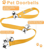 3 Pack Dog Doorbells, Pet Training Bells for Go Outside Potty Training and Communication Device Large Loud Dog Bell Cat Puppy Interactive Toys Adjustable Strap Door Bell (Yellow)