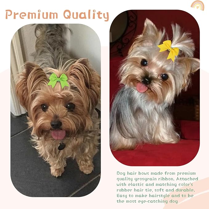 40PCS (20 Pairs) Dog Hair Bows with Rubber Bands, Puppy Bows for Small Size Pet Girls, Mix Colors Hair Ties, Dog Hair Accessories Girl for Daily Use Birthday(Type B)