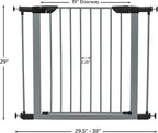 MidWest Homes for Pets 29-Inch High Walk-thru Pressure Mounted Gray Steel Dog Gate, Expands to 38 Inches Wide, No Damage to Walls, Includes 3-inch Extensions, For Small Pets