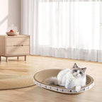 Cat Scratcher, High-Density Oval-Shaped Scratching Board, Water-Resistant and Durable Cardboard, Suitable for Medium to Large Breeds, Provides Firm and Cozy Resting Place