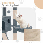 36 Inch Cat Tower for Indoor Cats, Multi Level Cat Condo with Scratching Post, Ramp, Plush Perch, Cat Cave, Basket, Cat Activity Center w/Ball for Small Space, Light Gray