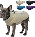 IDOMIK Warm Dog Coat with Harness, Waterproof Reflective Dog Jackets for Small Medium Large Dogs, Fleece High Collar Winter Jacket with Zipper, Pet Winter Snowsuit Clothes for Cold Weather,Khaki L