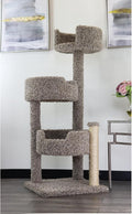 Maykoosh Cat Tree Tower Wood Carpeted Multi-Level Condo Scratching Post for Large Cats