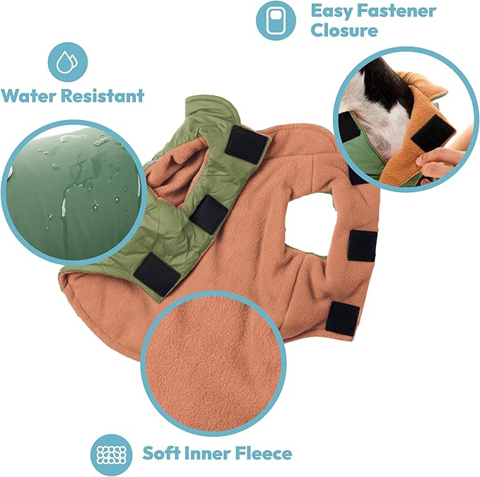 Gooby - Sports Vest, Fleece Lined Small Dog Cold Weather Jacket Coat Sweater with Reflective Lining, Green, X-Large