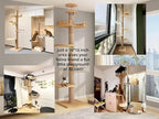 Sturdy Floor to Ceiling Cat Tree - Heavy Duty Solid Wood Column Cat Tower Adjustable Height 6-9.5ft Tall Cat Tower for Large Cats Modern Cat Activity Tree for Indoor Cats