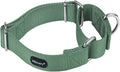 Mikivery Martingale Dog Collar Nylon Adjustable and Safety Training Metal Buckle Dogs Collars for Small Medium and Large Breed(Emerald,L)