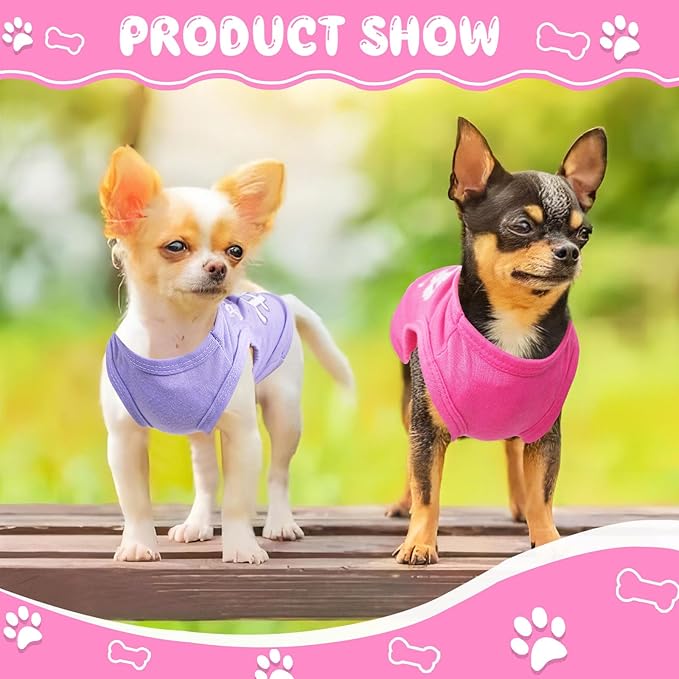 4 Pieces Puppy Clothes for Small Dogs Girl Summer Soft Puppy Clothes Cute Chihuahua Teacup Dog Clothes Female Dog Shirts Pet Clothing (X-Small)