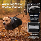 ASENKU Dog Coat, Dog Winter Jackets with Fleece Turtleneck, Windproof, Reflective Pet Snow Jacket for Cold Weather, Coats for Large Size Dogs Black, XXL