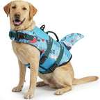 ASENKU Dog Life Jacket - Pet Safety Vest for Swimming & Boating, Shark Life Jacket with Floatation, Dog Lifesavers Swimsuits for Small Medium Large Dogs (Ocean, XL)
