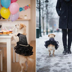 Dog Bling Black Birthday Party Dress,Pet Tutu Skirt Happy New Year Wedding Dress for Small Medium Dog,Summer Dog Shirt Clothes Outfits(Large, Black)