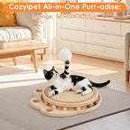 3-in-1 Cat Scratcher Board & Activity Center with Sisal Scratching Pad, Ball Track & Spring Toy, Interactive Cat Furniture for Indoor Cats