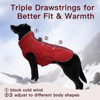 Medium Dog Coat - Warm Zip Up Snowsuit Dog Harness Vest, Reflective Water-Resistant Dog Jacket for Medium Dogs - Red