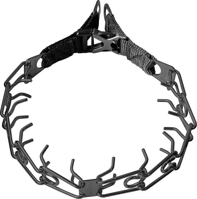 Herm. Sprenger Ultra-Plus Dog Training Prong Collar ClipOn Buckle German Made Black Stainless Steel (3.2 mm x 20" Neck Size; 17" Chain Length)