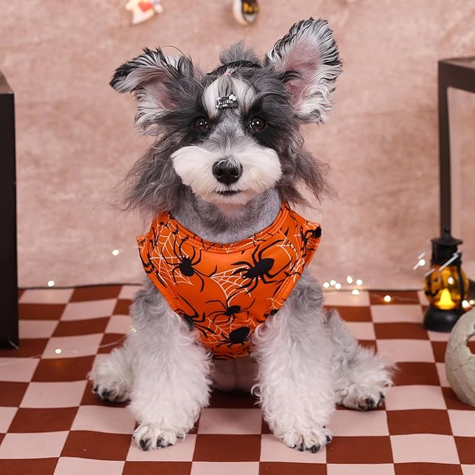 CuteBone Halloween Dog Shirts 2-Pack Soft Pet Clothes Breathable Summer Vest for Small Puppy and Stretchy Cat Apparel 2BX22S