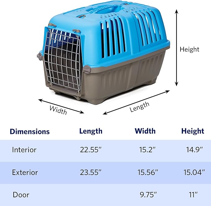 MidWest Homes for Pets Spree Travel Carrier – Hard-Sided Dog & Cat Carrier, Small Pet Travel Crate with Handle, Ventilated Design, Easy Assembly, 24-Inch, Red