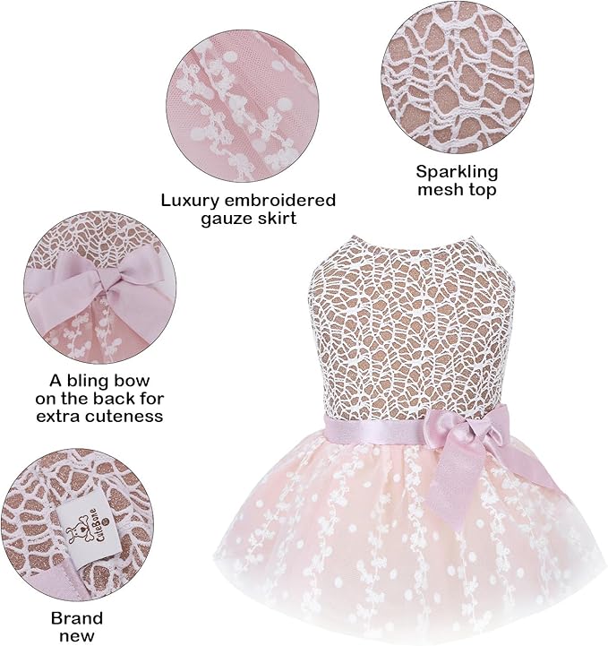 CuteBone Dog Birthday Dress Girl Puppy Skirt Tutu Cat Wedding Outfit Pet Party Clothes for Small Dogs Costume DD23L