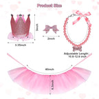 Dog Party Supplies Set - Pink Tutu Skirt, Birthday Hat, Necklace for Puppy Cat Halloween Wedding Costume