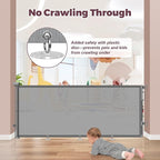 76" Retractable Baby Gates Extra Wide, Mesh Long Dog Gate for Wide Openings, Indoor Outdoor Stair Gate for Doorways Hallways Deck Porch, Child Pet Safety Essentials for Home, Grey