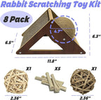 Rabbit Scratching Pad Cardboard, Natural Sisal Bunny Scratch Ball 2-in-1 Rabbits Enrichment Toys Pet Scratcher Interactive Toy for Indoor Bunnies Ferrets Chinchillas Small Animals