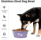 [4 Pack] Stainless Steel Dog Bowls, Colorful Metal Dog Food and Water Bowl with Non-Slip Quiet Bottom, Easy to Clean, Dishwasher Safe, Ideal for Feeding Large Medium Small Dogs Cats, 3.6 Cups (29 oz)