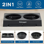2-in-1 Elevated Slow Feeder Dog Bowls for Food and Water, 5 Heights Adjustable Raised Dog Bowls, Non-Slip, No Spill, for Small Medium Large Dogs and Cats(Grey)