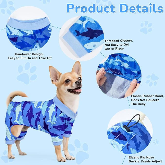 Glittme 2PACK Dog Pajamas Soft Dogs Clothes for Small Medium Dogs Elastic Cats Apparel Breathable Dog Pjs for Puppy