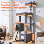 Taoqimiao Cat Tree for Indoor Cats, 55.1In Sturdy Cat Tower, Large Platform, Rotatable Round Condo with Large Scratch Board, Extended Cat House, Thickened Full-Sisal Scratching Post, Smoky Gray, F10G