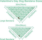 St. Patrick's Dog Bandana, UP URARA PUP Shamrock Triangle Bid, Clover and Bow Pattern Scarf for Medium Large Dogs, Cotton Kerchief for Girl Boy Puppies, Cute Spring Green Bandana,L
