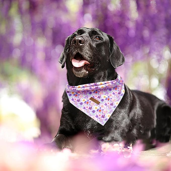 Elegant little tail Dog Bandana 1PC Washable Cotton Summer Dog Kerchief Reversible Cotton Bibs Scarf Triangle Scarfs for Small Medium Large Dogs